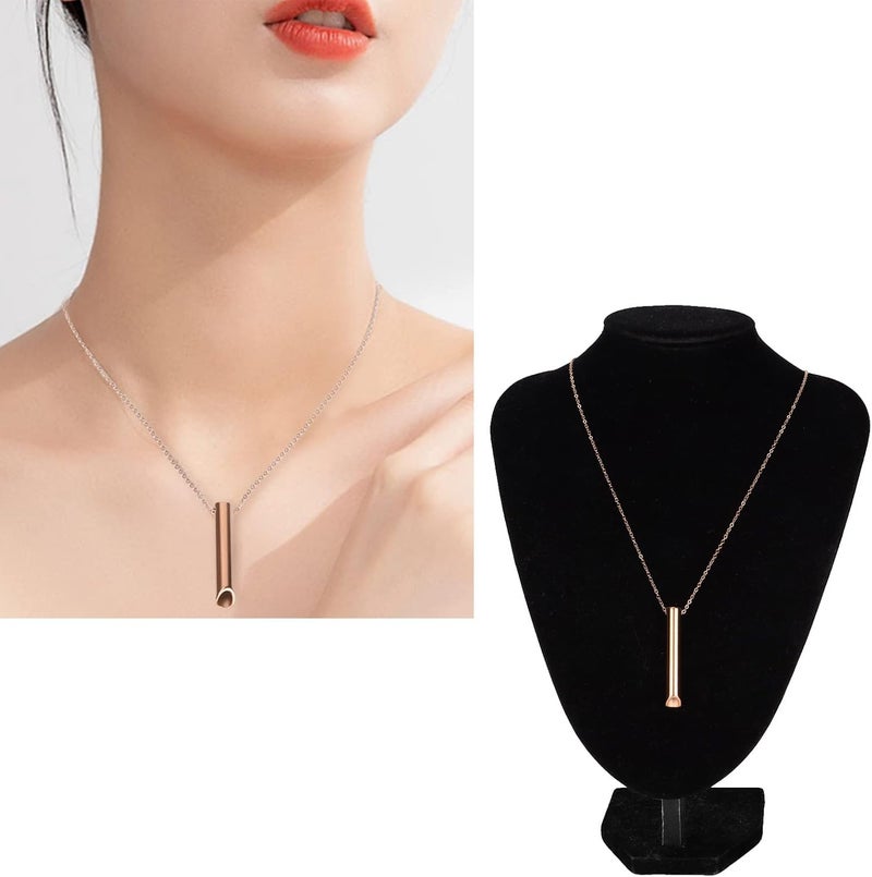 woobles Anxiety Relief Items, Anxiety Necklace, Breathing Necklace for Anxiety Relief Breathing Exercise Device for Meditation, Whistle Necklace for Women and Men(Rose Gold) - Image 2